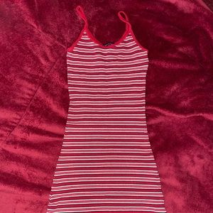 Brandy Melville red and pink striped bodycon dress